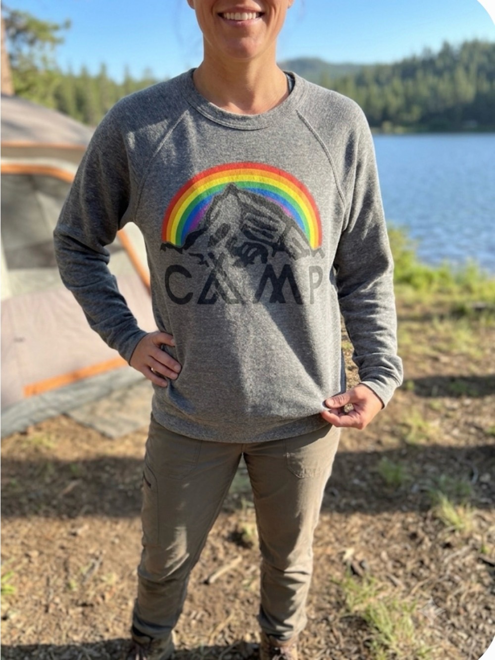 Gray Rainbow Mountain CAMP Crewneck Sweatshirt